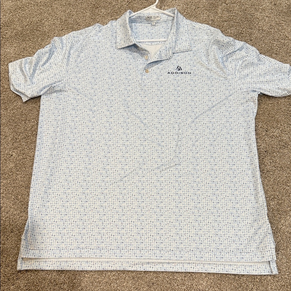 Peter Millar Light Blue Patterned Polo Shirt